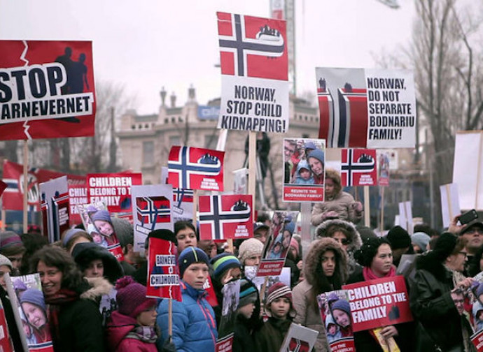 Manifestazione contro il Barnavarnet (servizi sociali norvegesi)